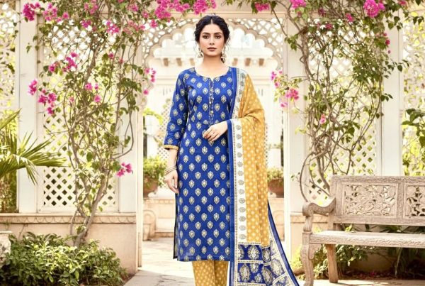 Premium cotton three piece blue