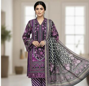 Pure cotton three piece purple