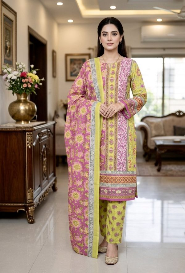 img_1024 Pakistani Inspired Pure cotton Bin Hameed three piece (Unstitched)