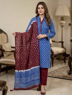 Pure cotton vegetable batik three piece (Unstitched)