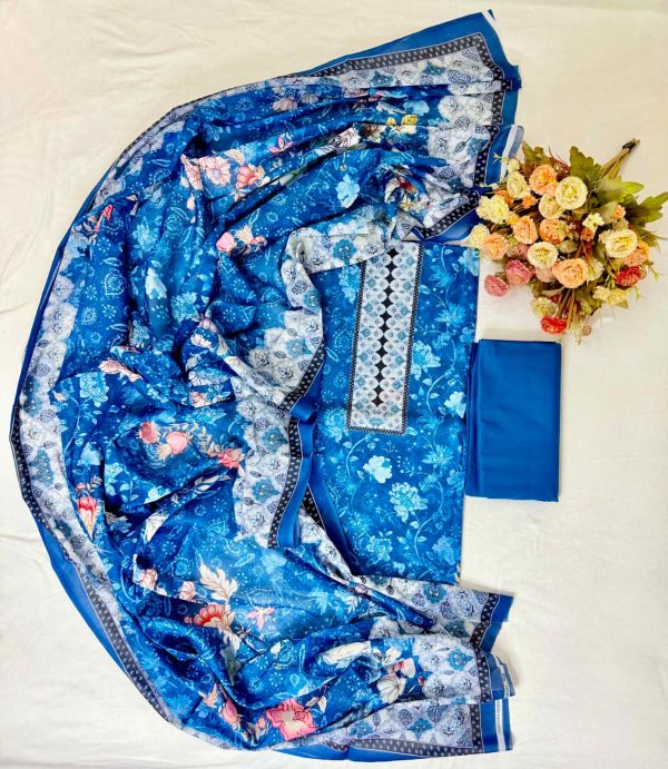 New 1 Premium Quality Swiss Cotton Three Piece