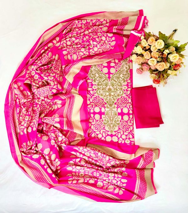 New 6 Premium Quality Swiss Cotton Three Piece (Unstitched)
