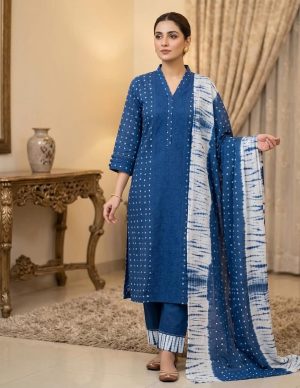 Pure Cotton Chunri Batiq Three Piece (Unstitched)
