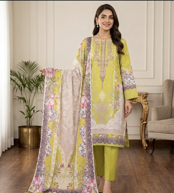Premium Quality Swiss Cotton Three Piece (Unstitched)