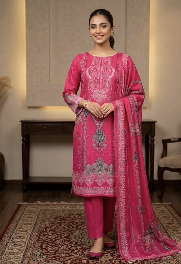 Premium Quality Swiss Cotton Three Piece (Unstitched)