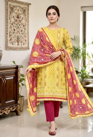 Premium Quality Swiss Cotton Three Piece (Unstitched)