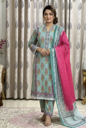 Pure cotton three piece (Unstitched)