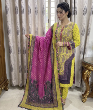 Pure cotton three piece (Unstitched)