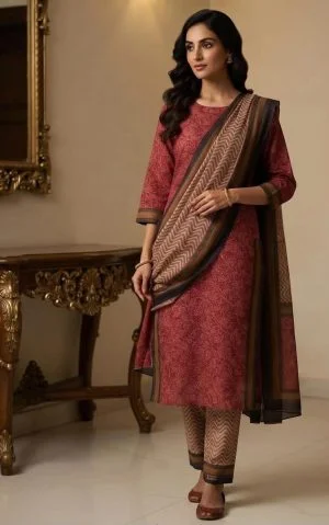 Pure Cotton Three Piece (Unstitched)